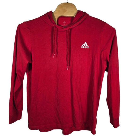 Adidas Hooded Tee Shirt XL Men's Red Long‎ Sleeve - Picture 1 of 7